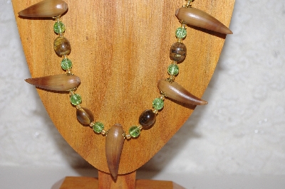 +MBAAC #02-9771  "Valley Oak Acorn Beads, Green & Brown Bead Necklace & Earring Set"