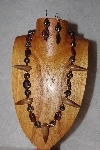 +MBAAC #02-9806  "Valley Oak Acorn Beads, German Silver & Mixed Sandstone Bead Necklace & Earring Set"