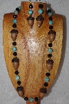 +MBAAC #02-9816  "White Oak Acorn Beads, Magnesite  & Black Bead Necklace & Earring Set"