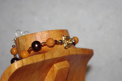+MBAAC #02-9848  "White Oak Acorn Beads & Brown Bead Necklace & Earring Set"