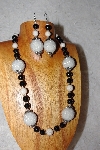 +MBAAC #02-9884  "Pearl White Cluster Beads, Black & White Bead Necklace & Earring Set"