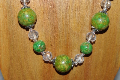 +MBAAC #03-0117  "One Of A Kind Green & Clear Bead Necklace & Earring Set"