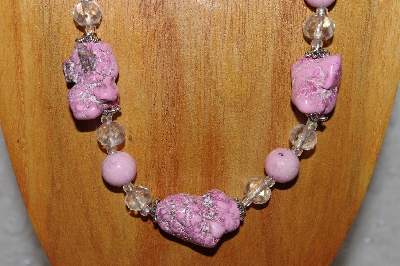 +MBAAC #03-0122  "One Of A Kind Pink & Clear Bead Necklace & Earring Set"
