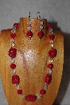 +MBAAC #03-0126  "One Of A Kind Red & Clear Glass Bead Necklace & Earring Set"