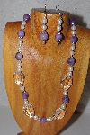 +MBAAC #03-0165   "One Of A Kind Purple,White & Clear Glass Bead Necklace & Earring Set"