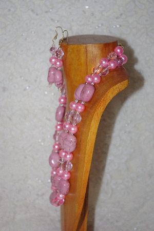 +MBADS #001-398  "Pink 2 Strand Bead Necklace & Earring Set"