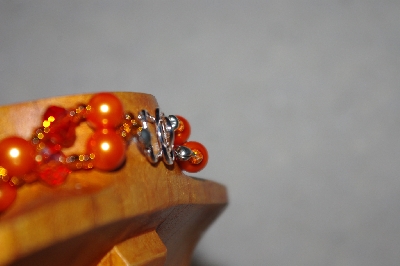 +MBADS #001-0600  "Orange 2 Strand Bead Necklace & Earring Set"