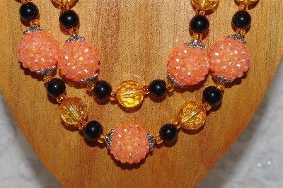 +MBADS #04-767  "Orange & Black Bead Necklace & Earring Set"