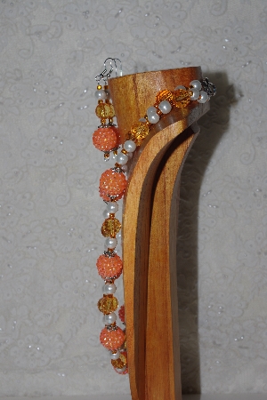 +MBADS #04-774  "Orange & White Bead Necklace & Earring Set"