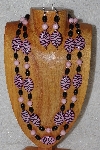 +MBADS #04-798  "Pink & Black Bead Necklace & Earring Set"