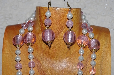 +MBADS #04-803  "Pink & White Bead Necklace & Earring Set"