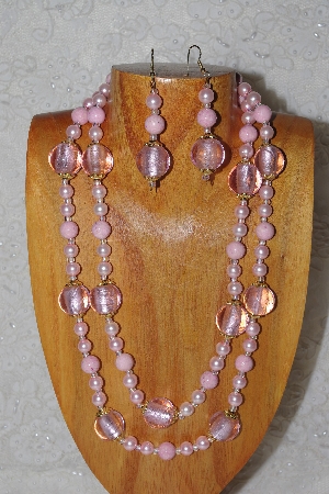 +MBADS #04-814  "Pink Bead Necklace & Earring Set"