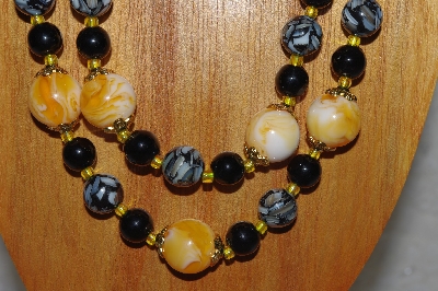 +MBADS #04-897  "Black & Yellow Bead Necklace & Earring Set"