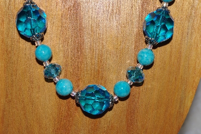 +MBADS #04-957  "Fancy Blue Bead Necklace & Earring Set"