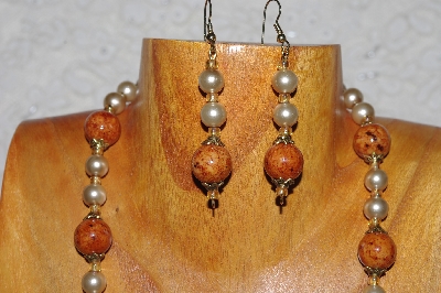 +MBADS #04-952  "Brown & Champagne Bead Necklace & Earring Set" 