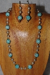 +MBADS #04-942  "Blue & Champagne Bead Necklace & Earring Set"
