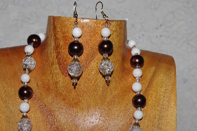 +MBADS #04-912  "Quartzite, Brown & Clear Bead Necklace & Earring Set"