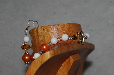 +MBADS #04-907  "Quartzite & Orange Bead Necklace & Earring Set"