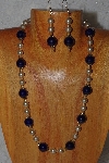 +MBADS #04-972  "Dark Blue & Champagne Bead Necklace & Earring Set"