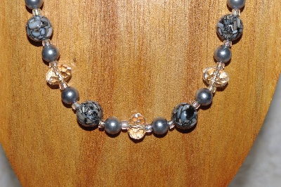 +MBADS #04-977  "Black, Clear & Grey Beads Necklace & Earring Set"