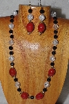 +MBADS #04-1004   "Clear, Black & Red Bead Necklace & Earring Set" 