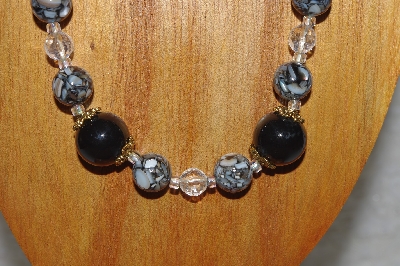 +MBADS #04-999  "Black & Clear Bead Necklace & Earring Set"