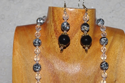 +MBADS #04-999  "Black & Clear Bead Necklace & Earring Set"