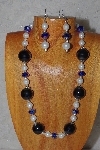 +MBADS #04-994  "Blue & White Bead Necklace & Earring Set"