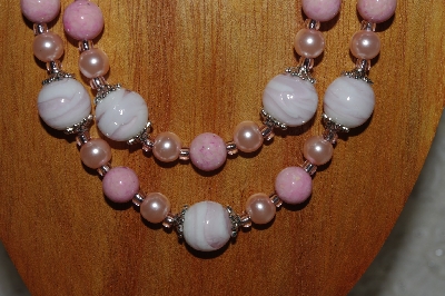 +MBADS #05-0049  "Pink Glass Bead Necklace & Earring Set"