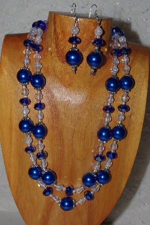 +MBADS #05-0106  "Blue & Clear Bead Necklace & Earring Set"