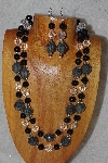 +MBADS #05-0007  "Grey, Black & Clear Bead Necklace & Earring Set"