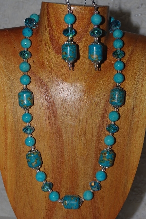 +MBASS #0003-281  "Blue Bead Necklace & Earring Set"
