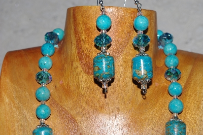 +MBASS #0003-281  "Blue Bead Necklace & Earring Set"