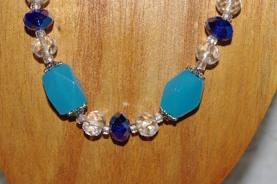 +MBASS #0003-0018  "Blue & Clear Bead Necklace & Earring Set"