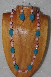 +MBASS #0003-0001  "Pink & Blue Bead Necklace & Earring Set"