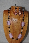 +MBASS #0003-0074  "Pink, Black & Clear Bead Necklace & Earring Set"