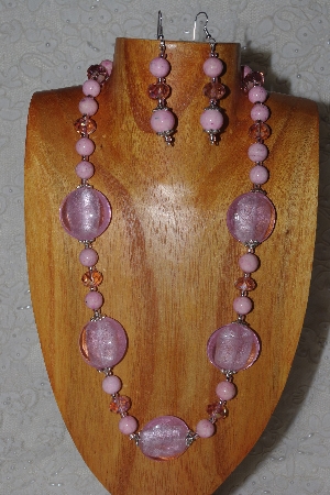 +MBASS #0003-0067  "Pink Bead Necklace & Earring Set"