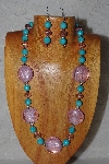 +MBASS #0003-0054  "Pink & Blue Bead Necklace & Earring Set"