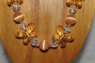 +MBAHB #58-040  "Orange & Clear Bead Necklace & Earring Set"