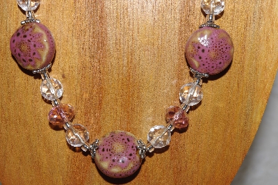 +MBAHB #58-0003  "Pink & Clear Bead Necklace & Earring Set"