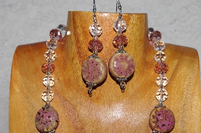+MBAHB #58-0003  "Pink & Clear Bead Necklace & Earring Set"