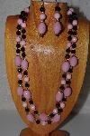 +MBAHB #58-0198  "Pink & Black Bead Necklace & Earring Set"