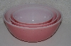+MBAVG #101-0279  "Vintage Pink Set Of 3 Pyrex Mixing Bowls"