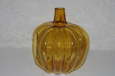 +MBAVG #101-0212  "Older Large Amber Glass Pumpkin Candle Holder"