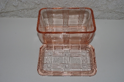+MBAVG #101-0238  "Vintage Pink Depression Glass Refrigerator Dish"