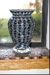 +MBA #3-066  "Blue & Clear Stanied Glass Vase