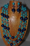+MBAMG #100-0149  "Blue Bead Necklace & Earring Set"