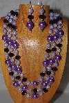 +MBAMG #100-0220  "Lavender & Black Bead Necklace & Earring Set"