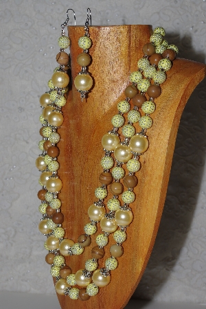 +MBAMG #100-0214  "Yellow Bead Necklace & Earring Set"