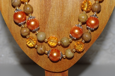 +MBAMG #100-0226  "Orange Bead Necklace & Earring Set"